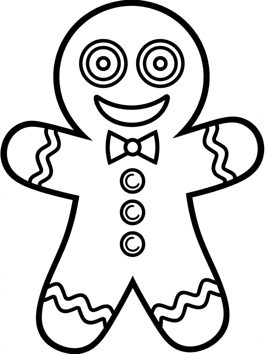 A gingerbread man with buttons for eyes.