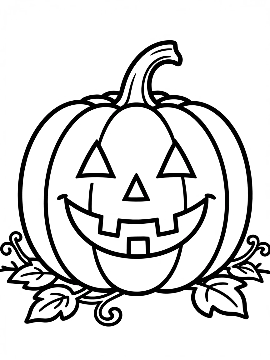 A pumpkin with a carved happy face.