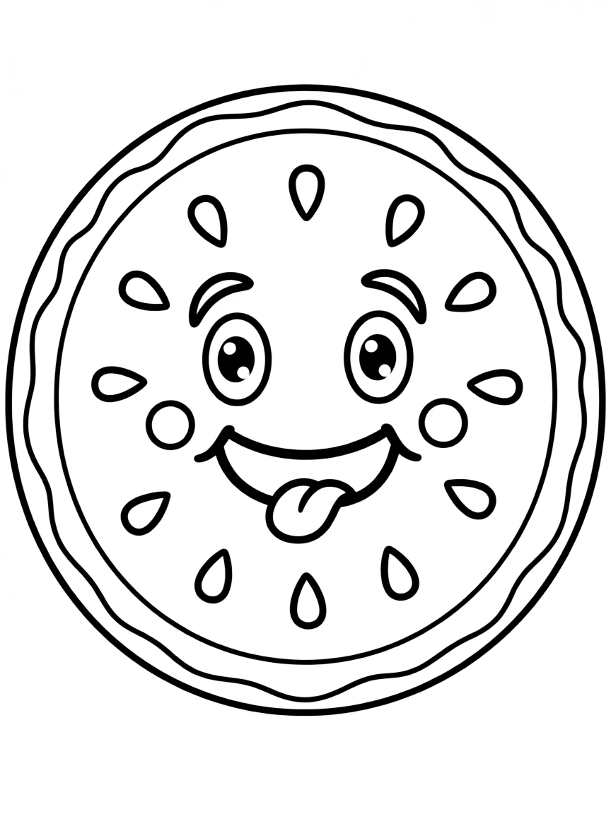 A big, round, smiling watermelon slice.