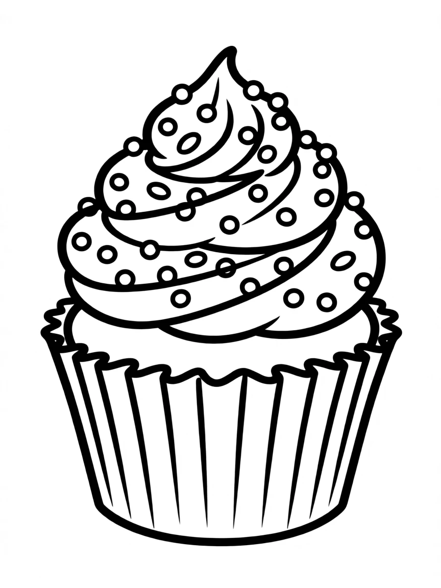 A delicious cupcake with frosting and sprinkles.