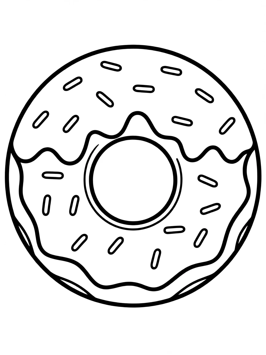 A donut with colorful icing.