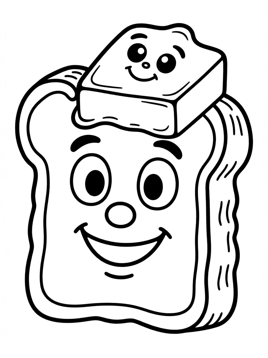 A happy slice of toast with butter.