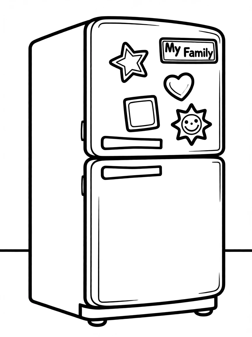A refrigerator with magnets on the door.