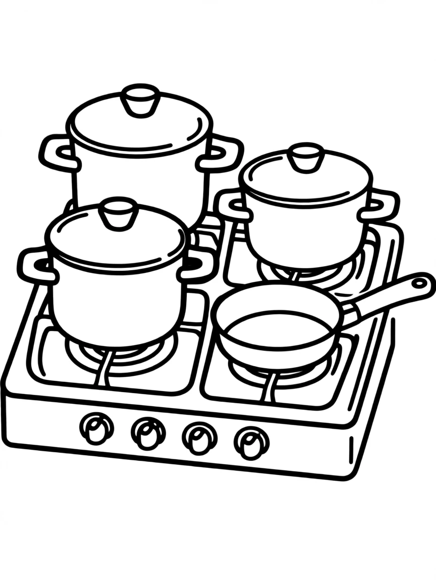 A stove with pots and pans.