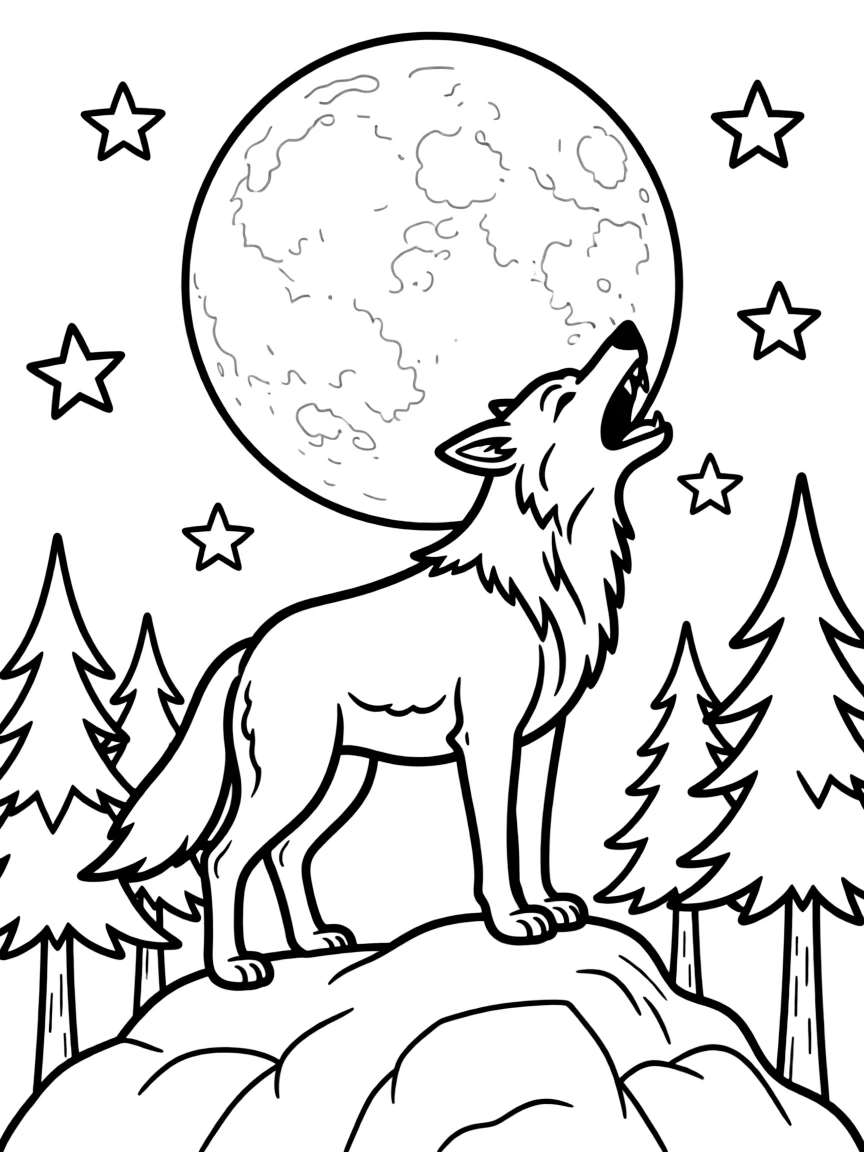 A wolf howling at the moon.