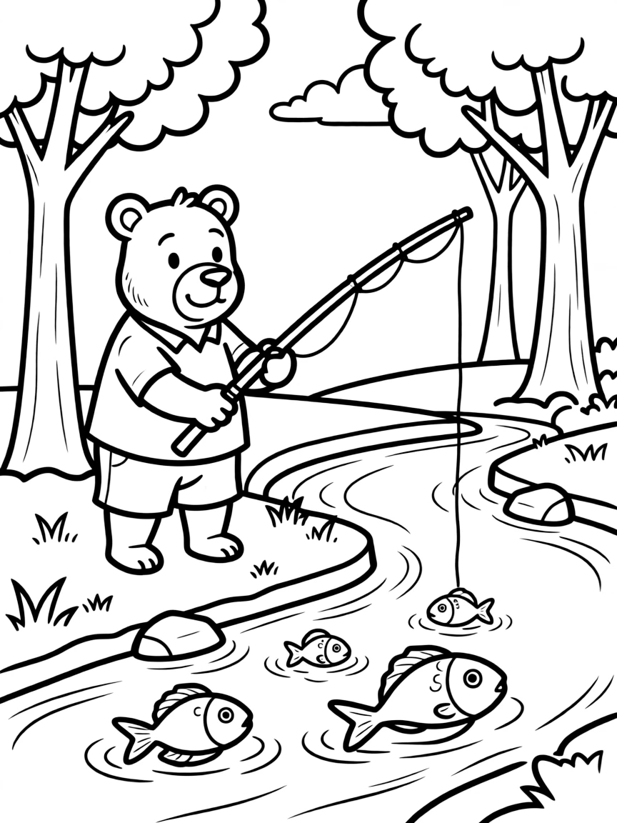 A bear fishing in a river.