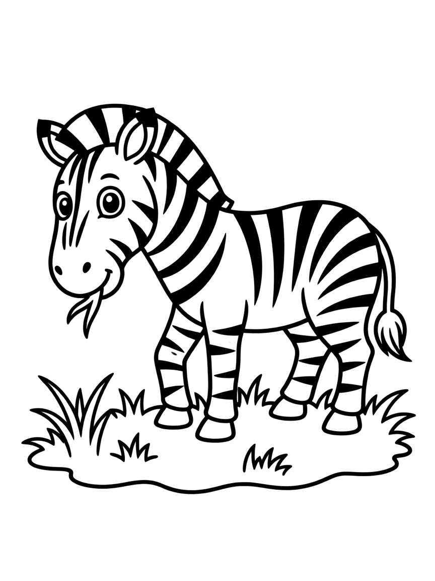 A zebra with stripes eating grass.