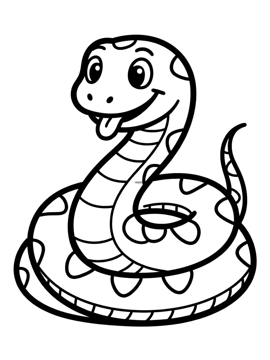 A happy snake coiled up.