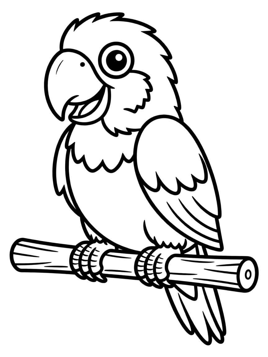 A happy parrot on a perch.