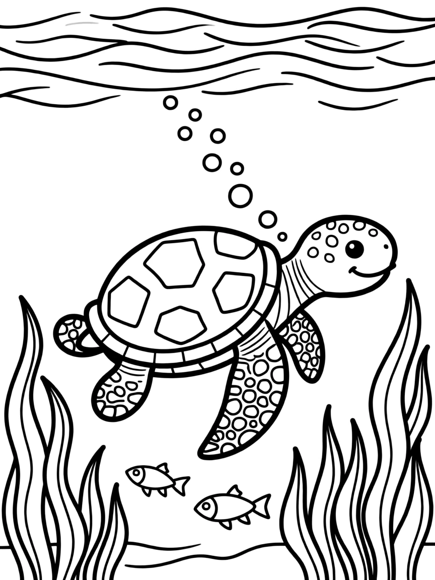 A little turtle swimming in the ocean.