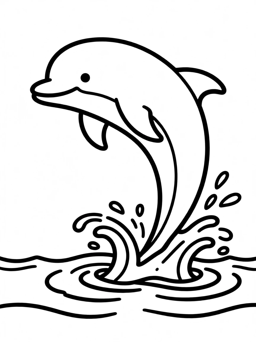 A happy dolphin jumping out of the water.