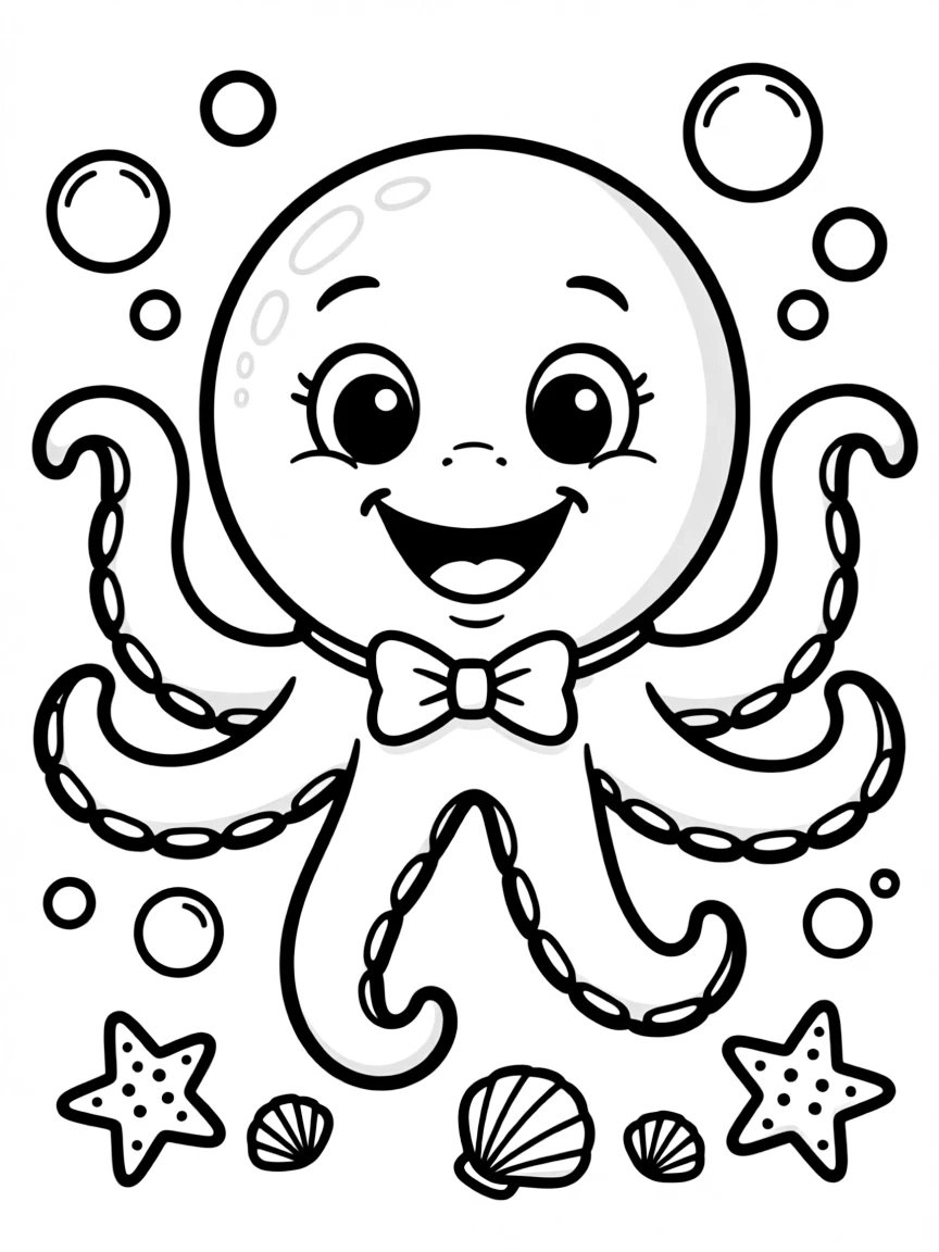 A happy octopus with eight arms.