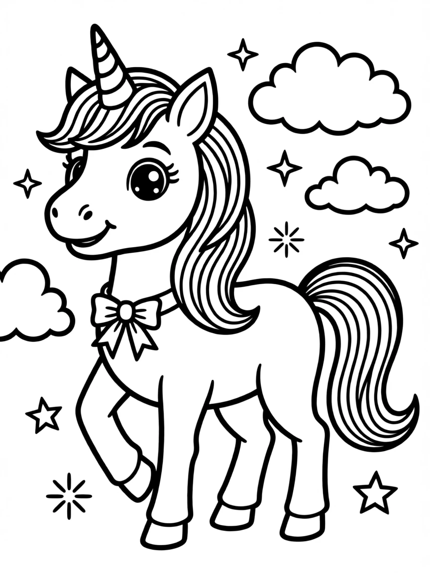A unicorn with a rainbow mane.