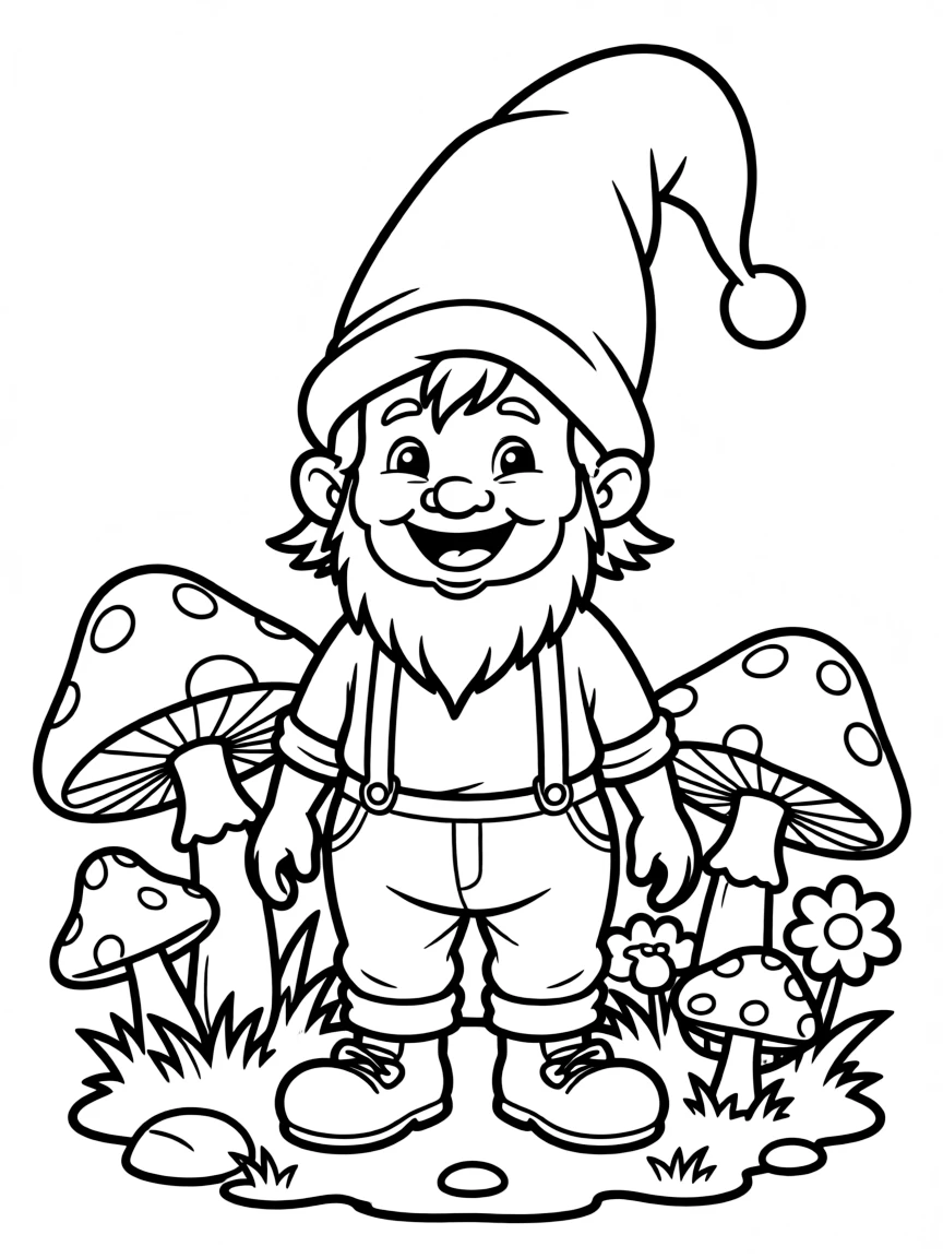 A happy gnome with a pointy hat.