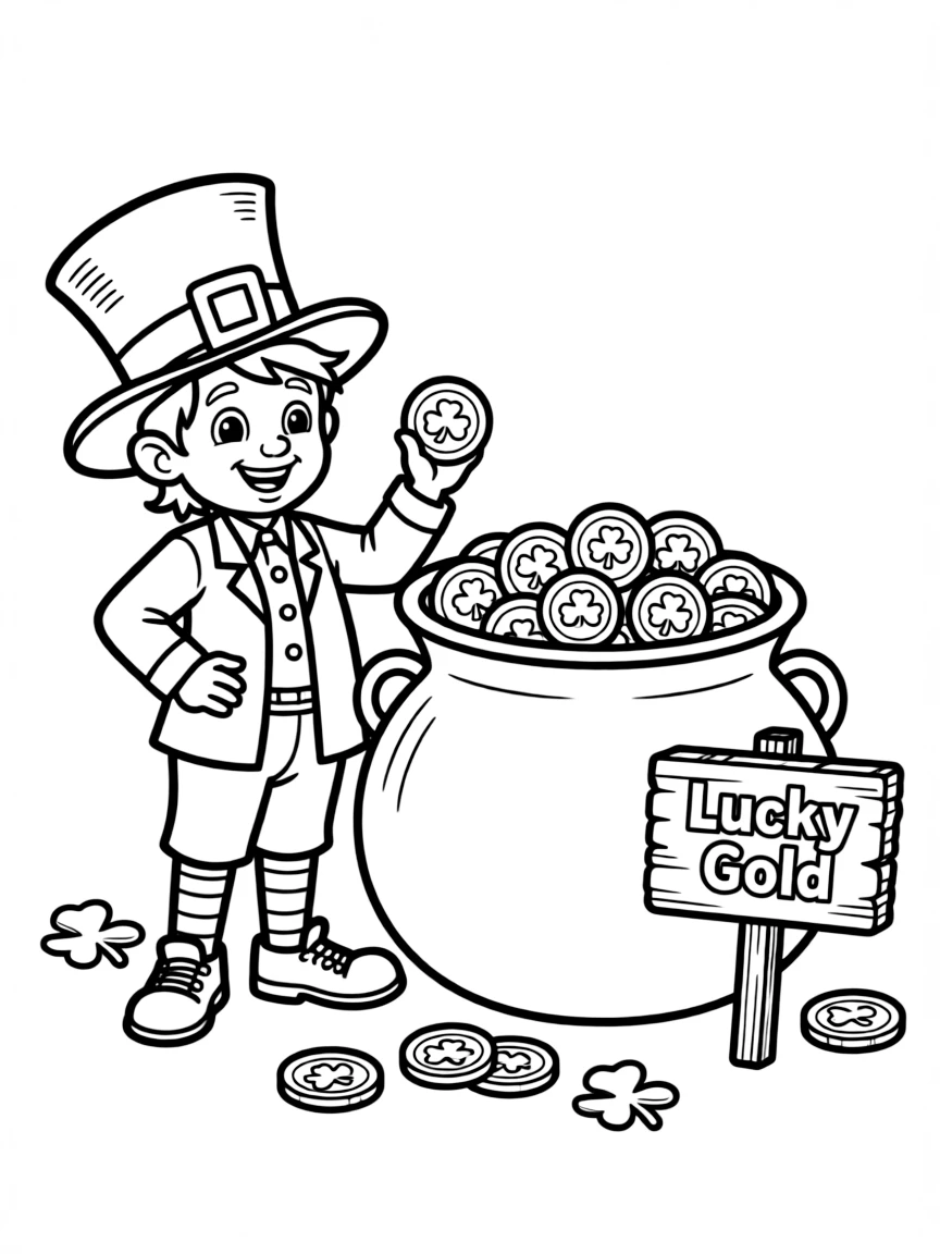 A little leprechaun with a pot of gold.
