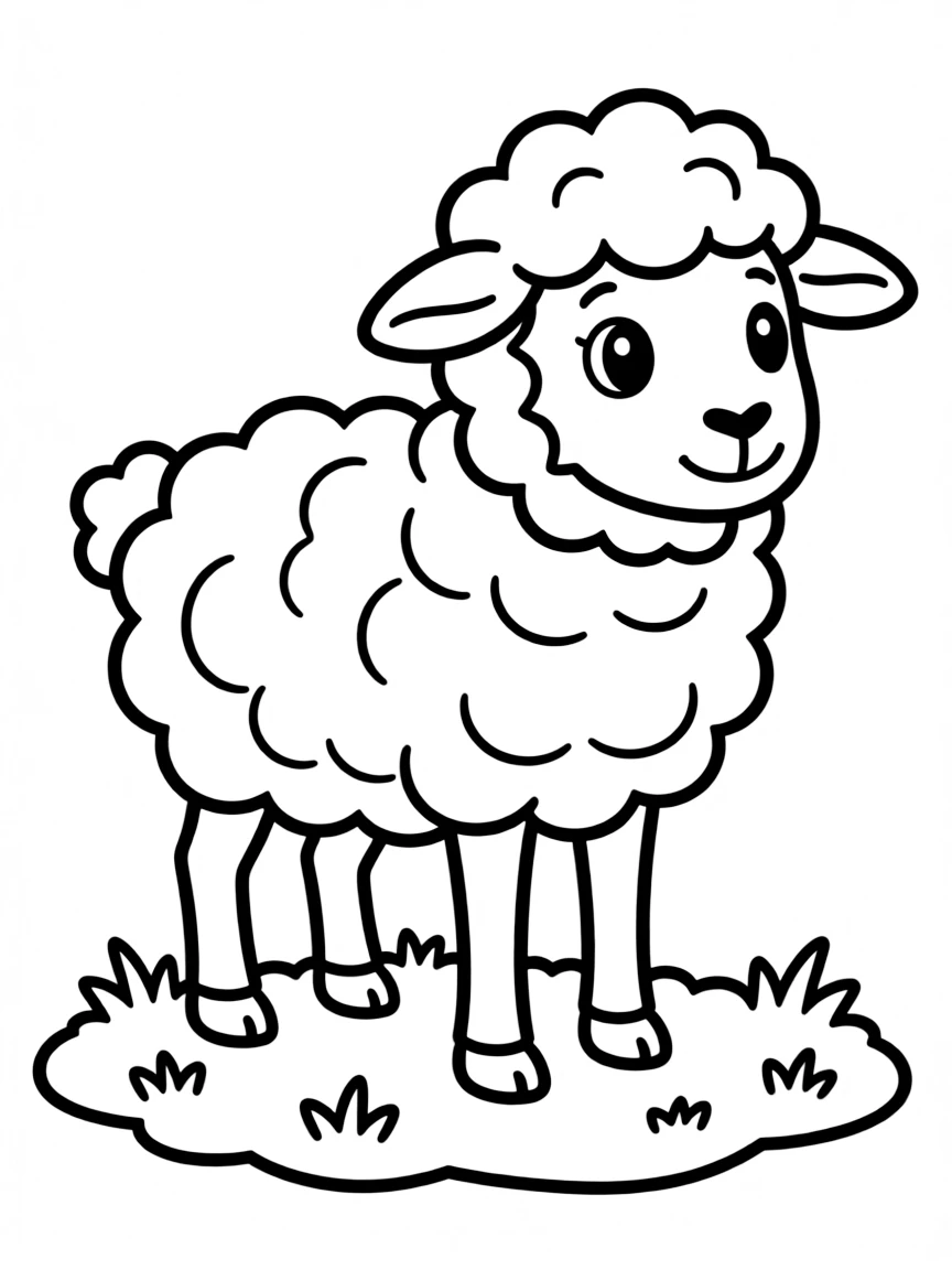 A sheep with fluffy wool.