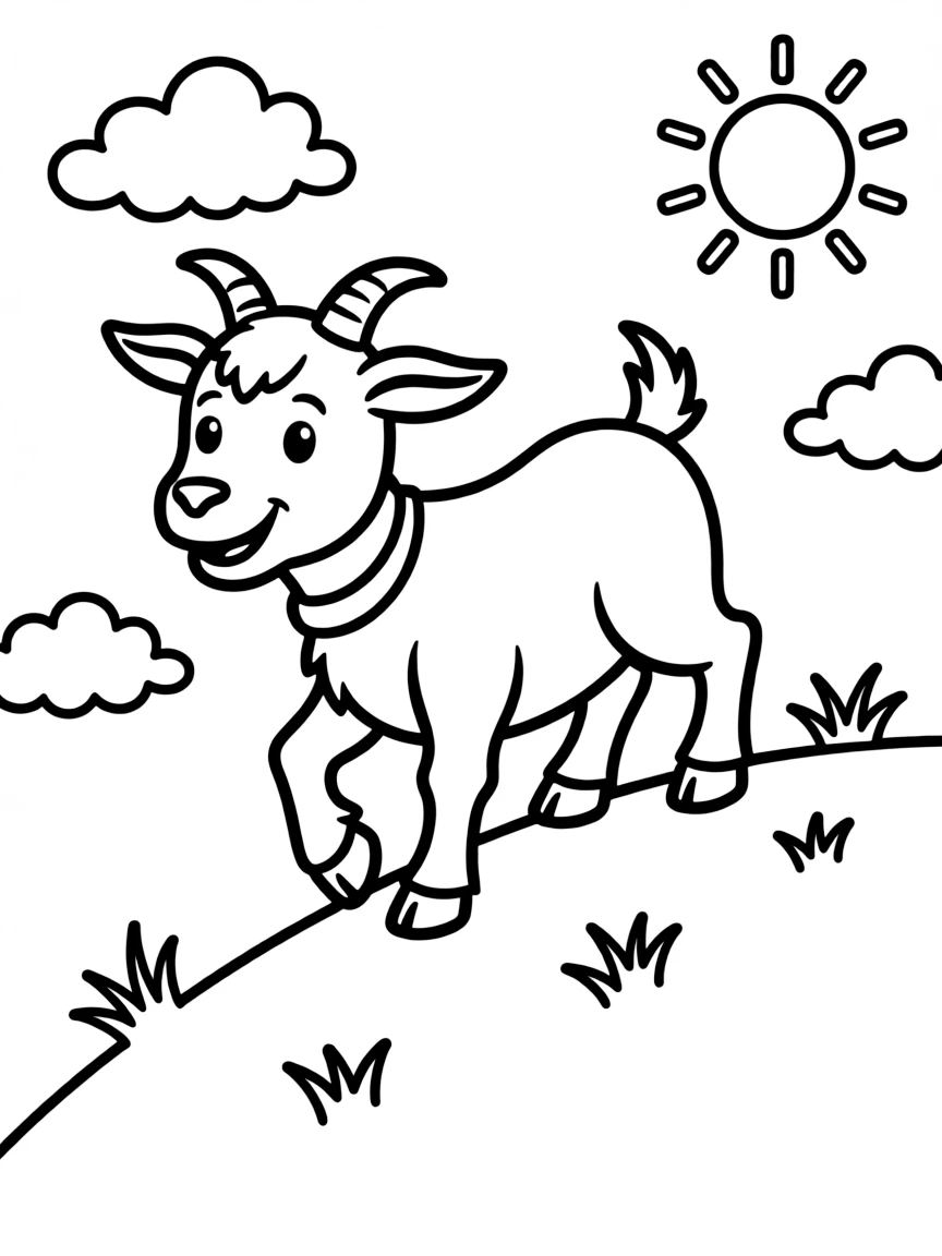 A goat climbing a hill.