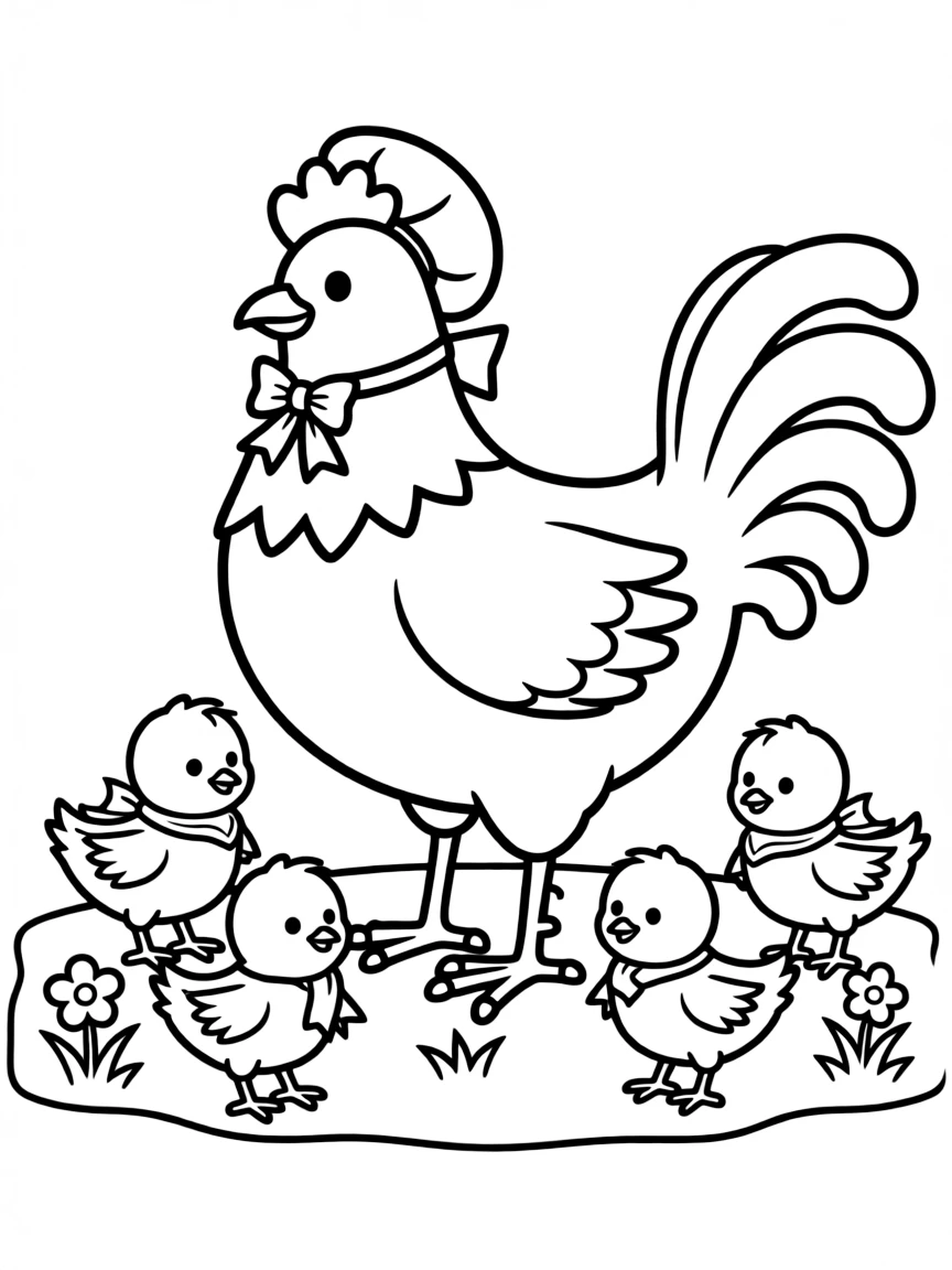 A mother hen with her chicks.