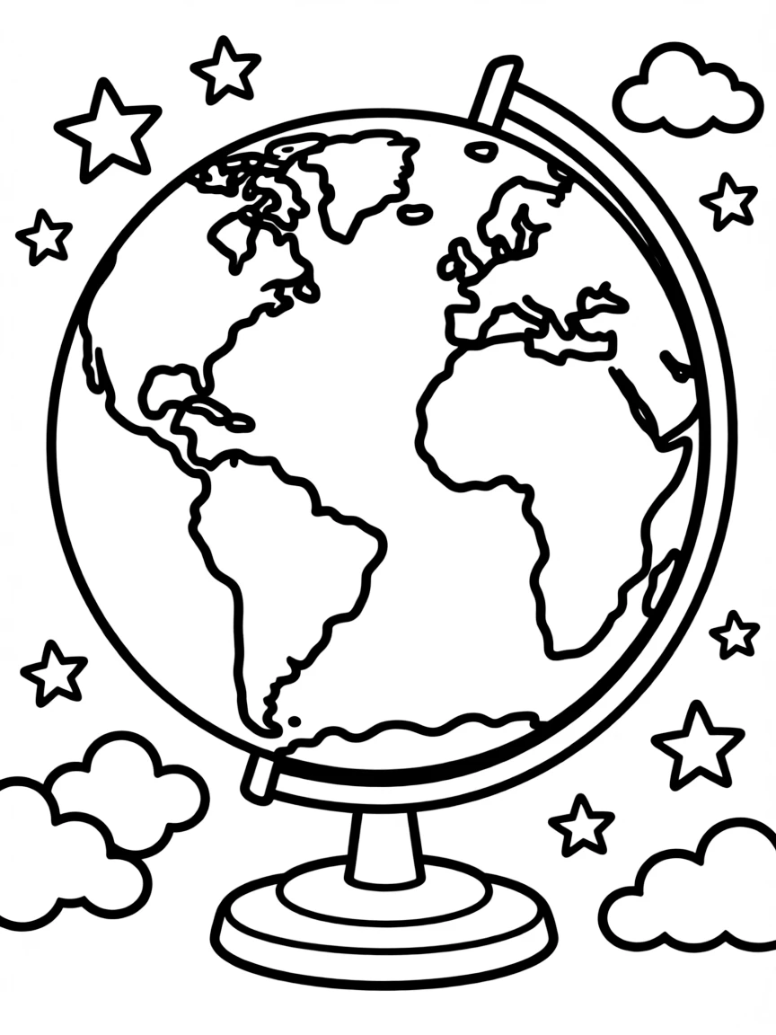 A globe showing continents.