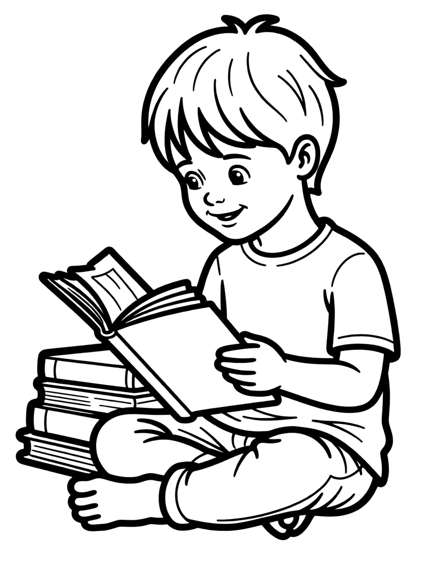 A child reading a book.