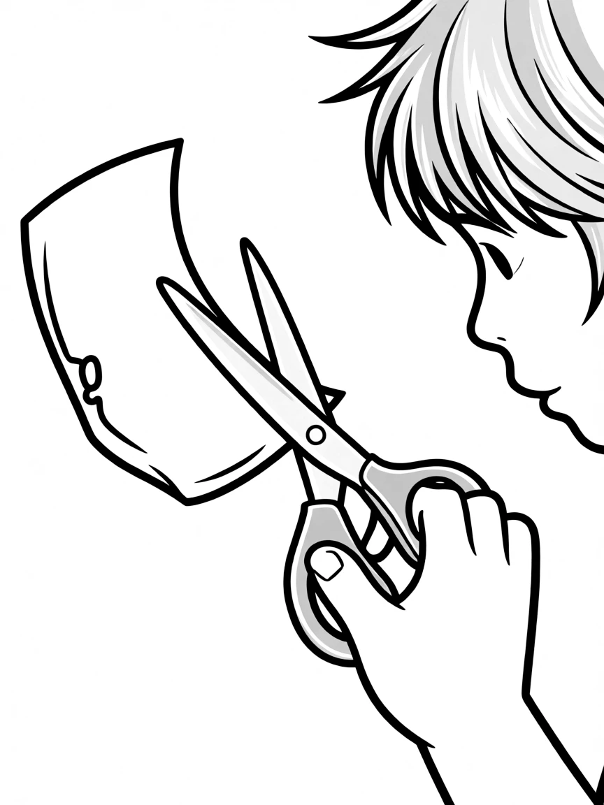 A pair of scissors cutting paper.