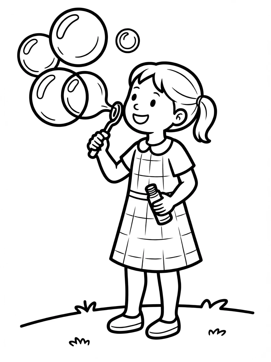 A child blowing bubbles.