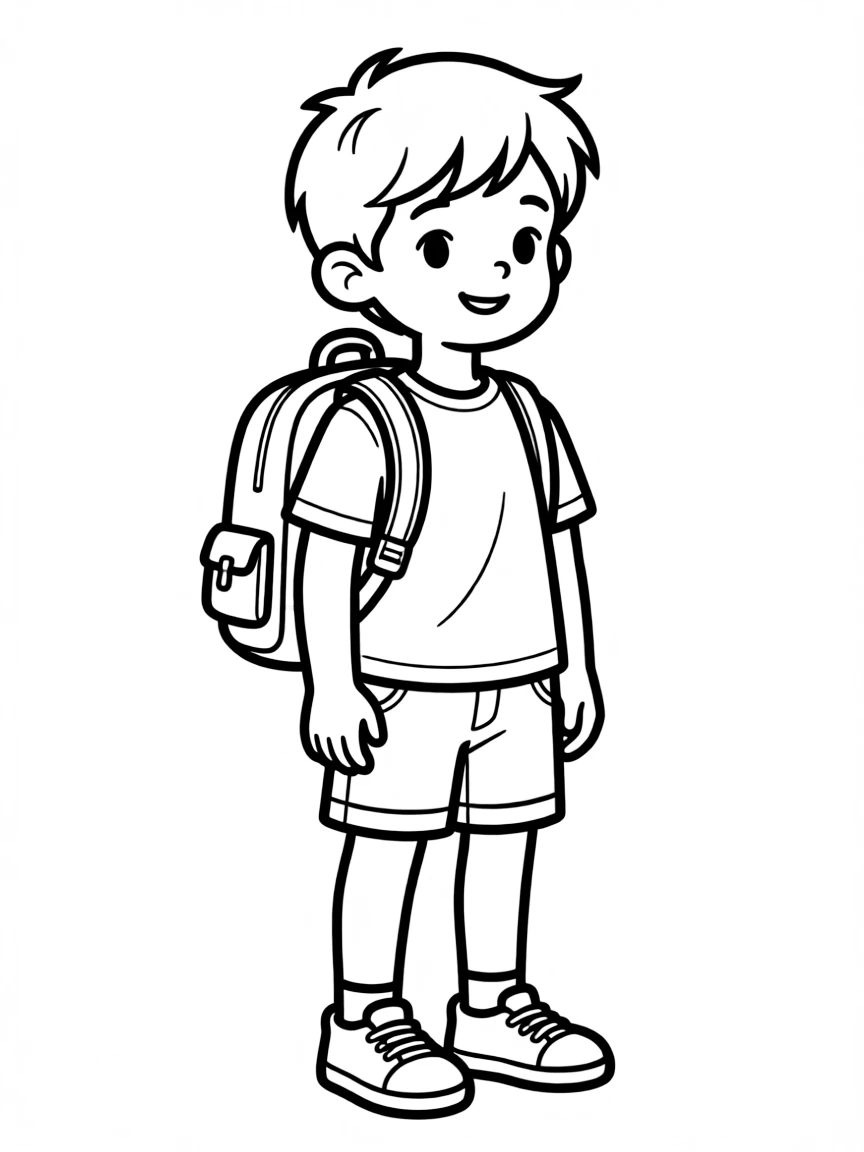 A child wearing a backpack.