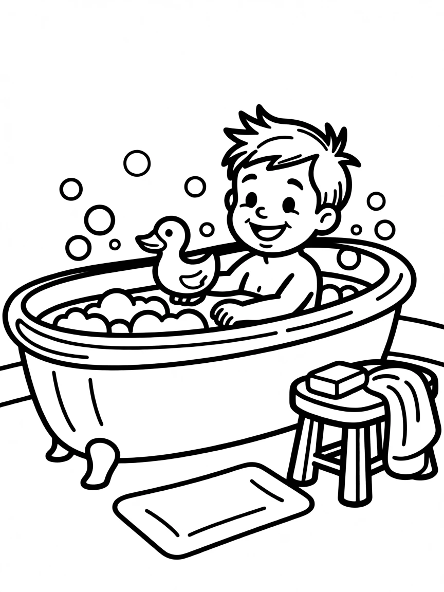 A child taking a bath.