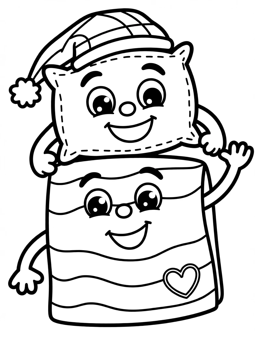 A happy pillow and blanket.