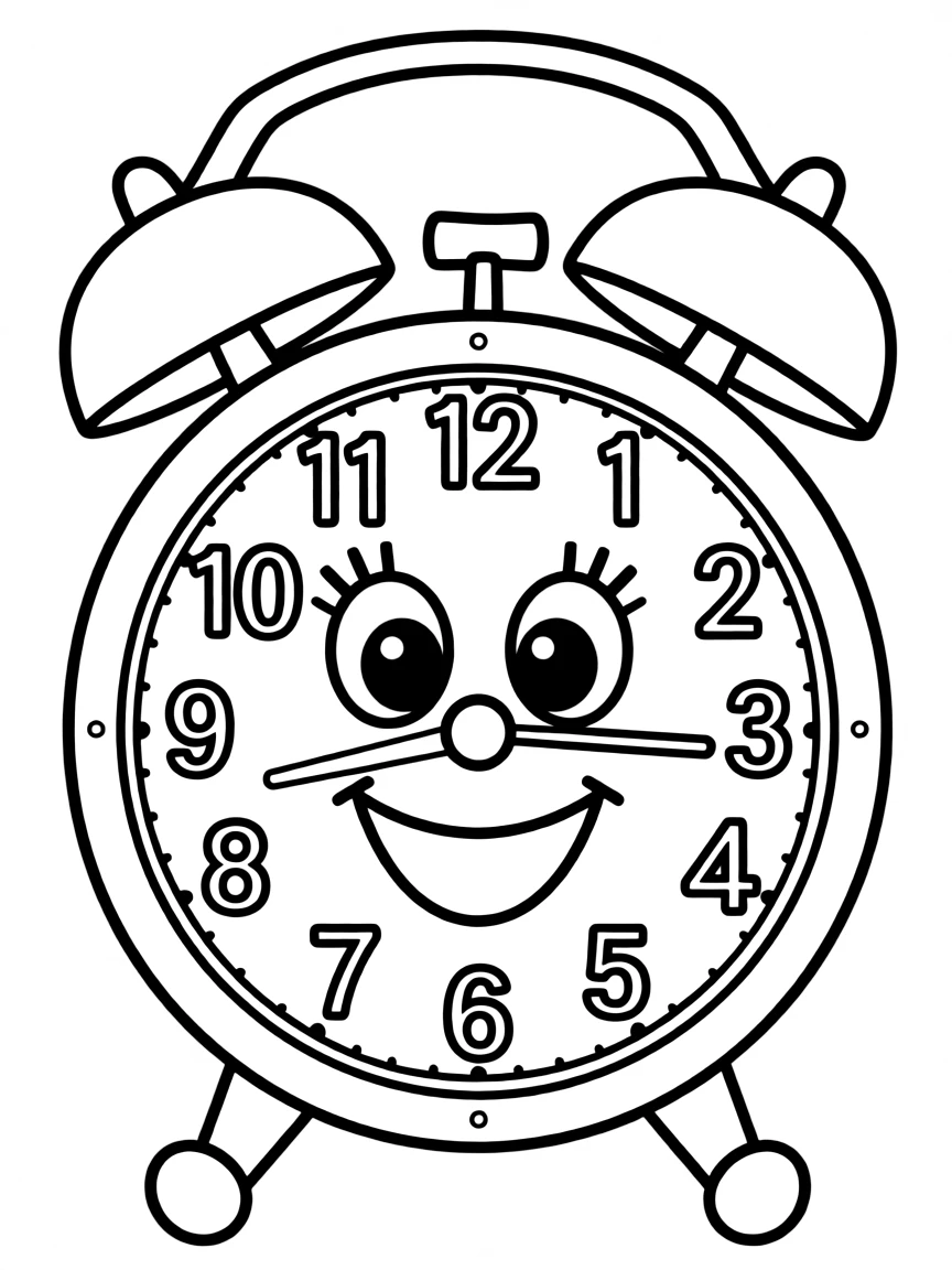 A smiling alarm clock.
