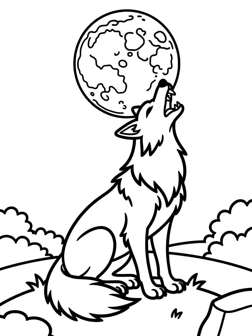 A wolf howling at the moon.