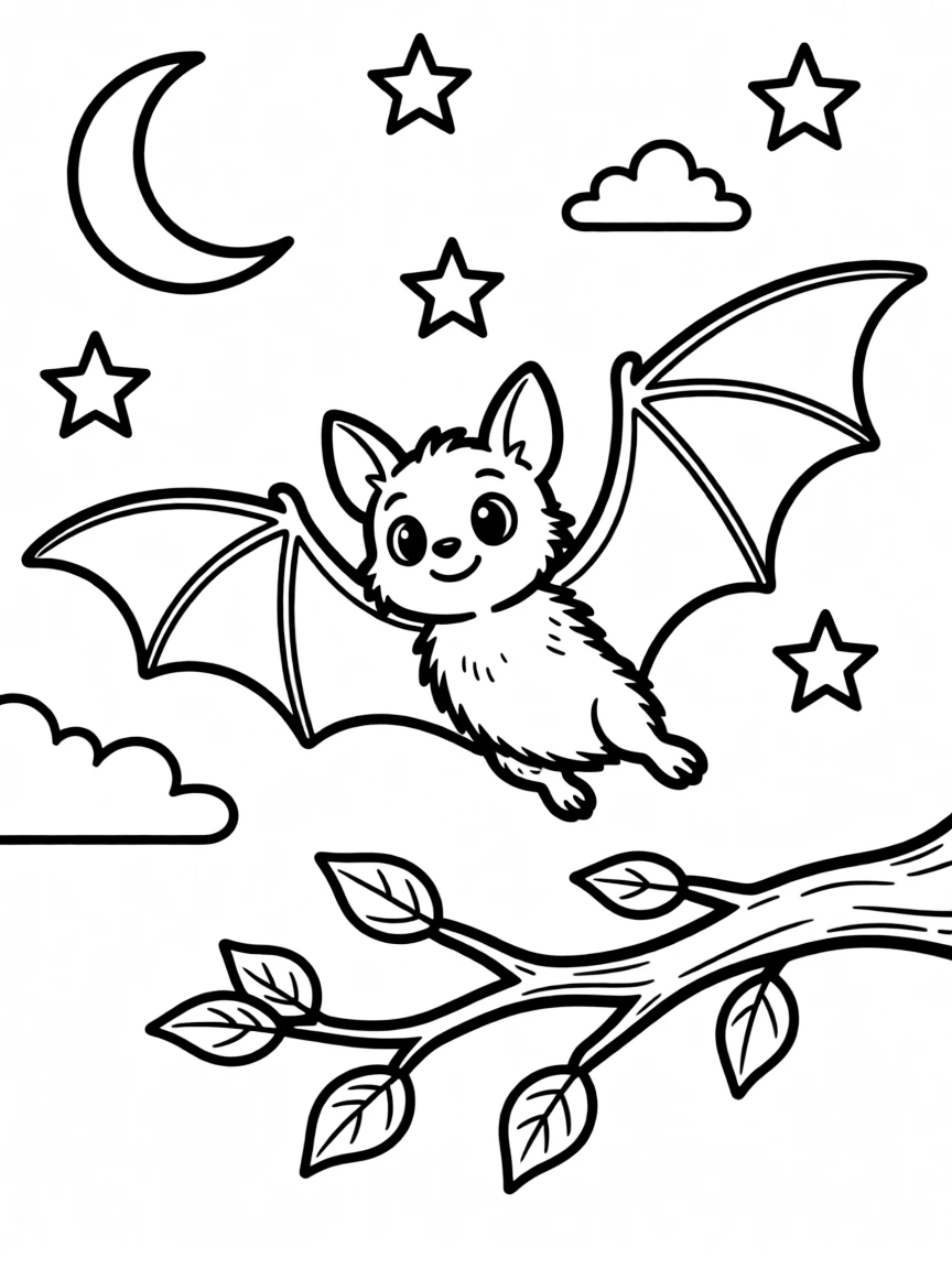 A little bat flying at night.