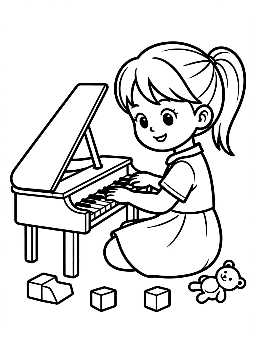 A child playing a toy piano.