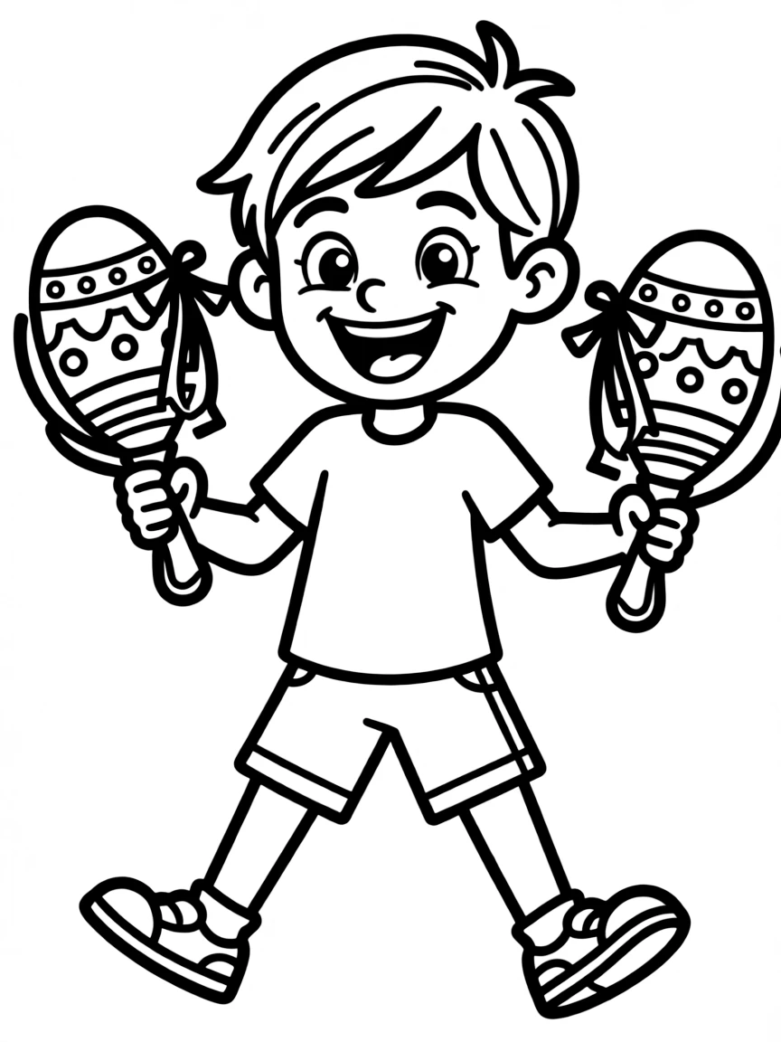 A child shaking maracas.