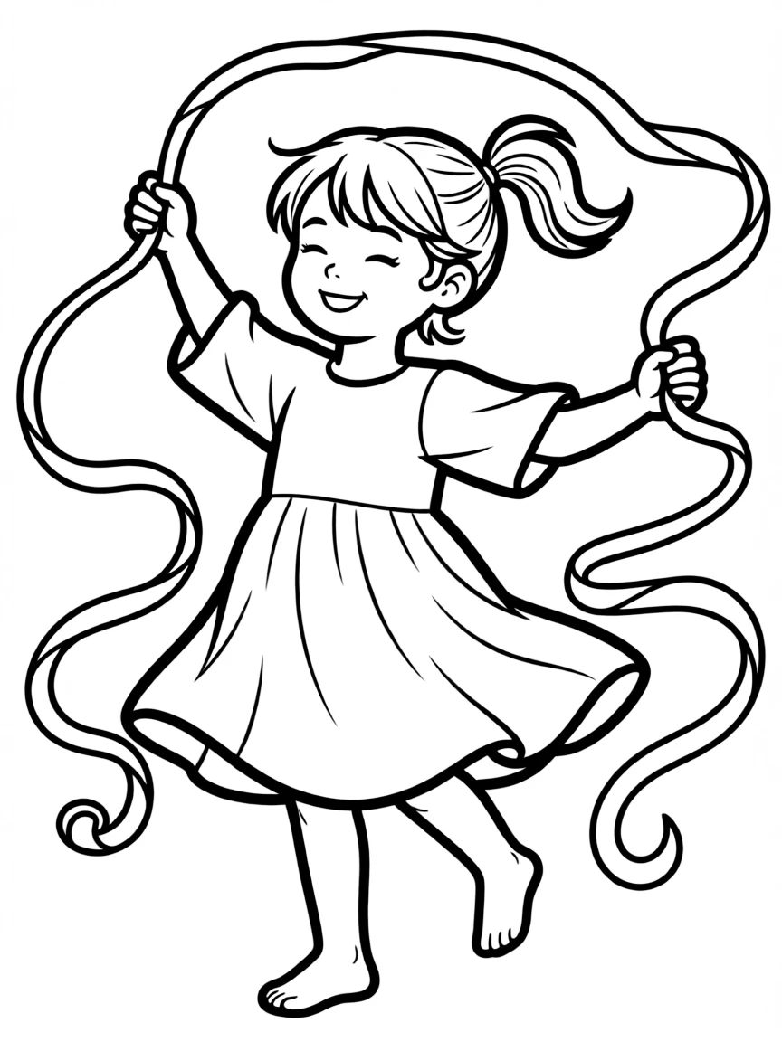 A child dancing with ribbons.