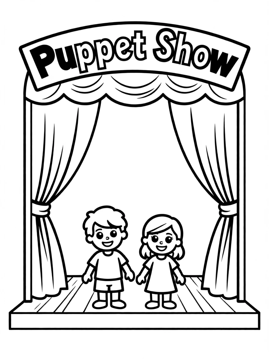 A puppet show with a stage.