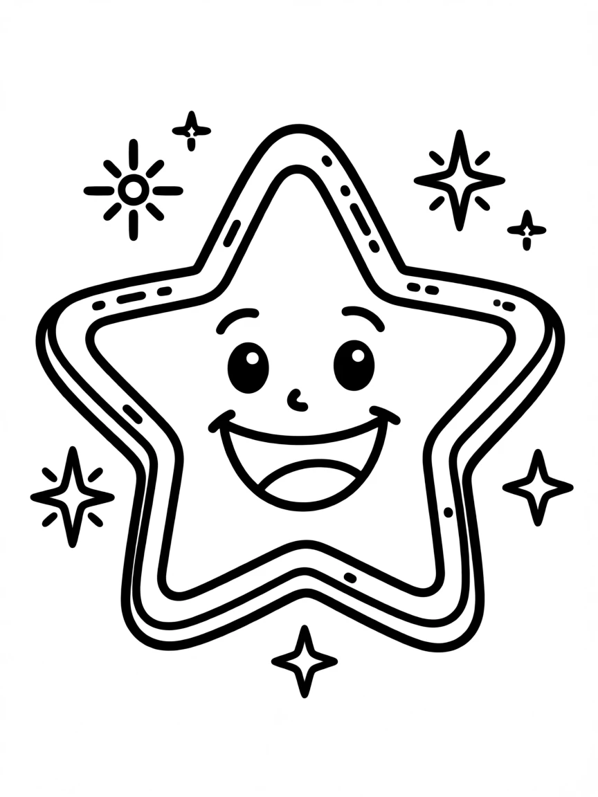 A happy cookie cutter in a star shape.