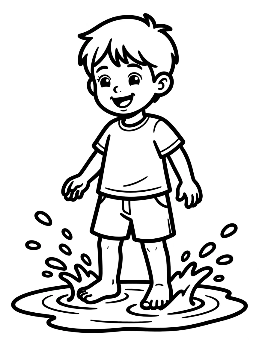 A little boy splashing water.