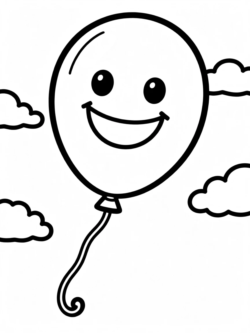 A happy balloon floating in the air.