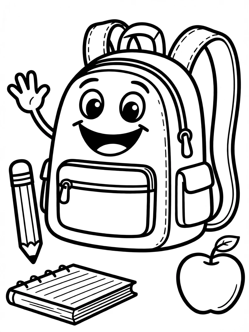 A happy backpack ready for school.