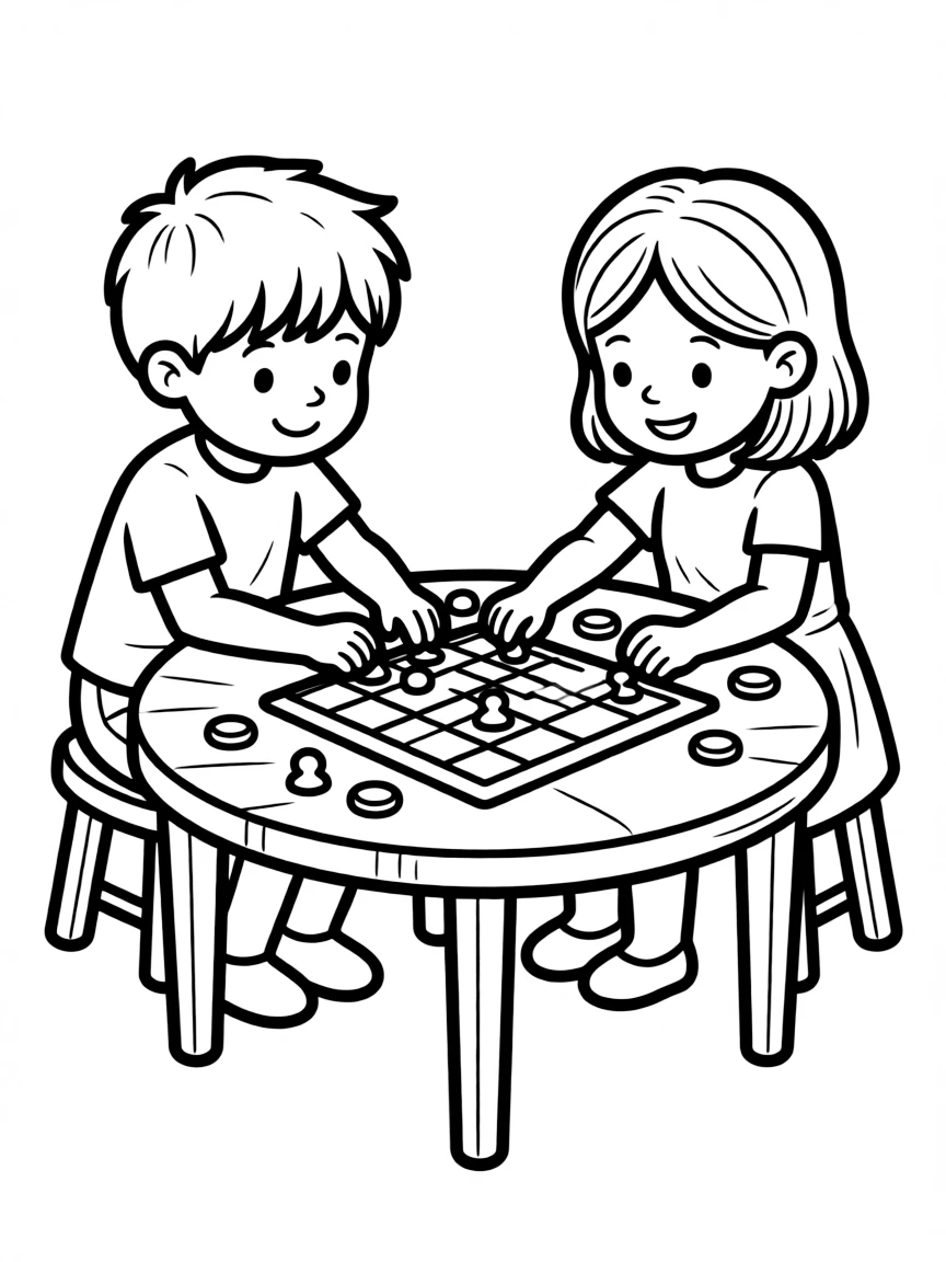 Children playing a board game.