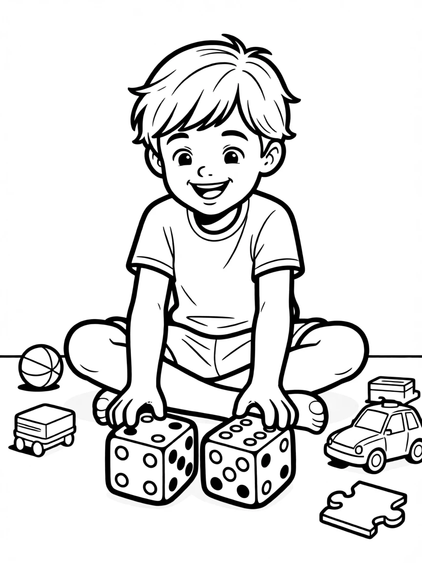A child rolling dice.