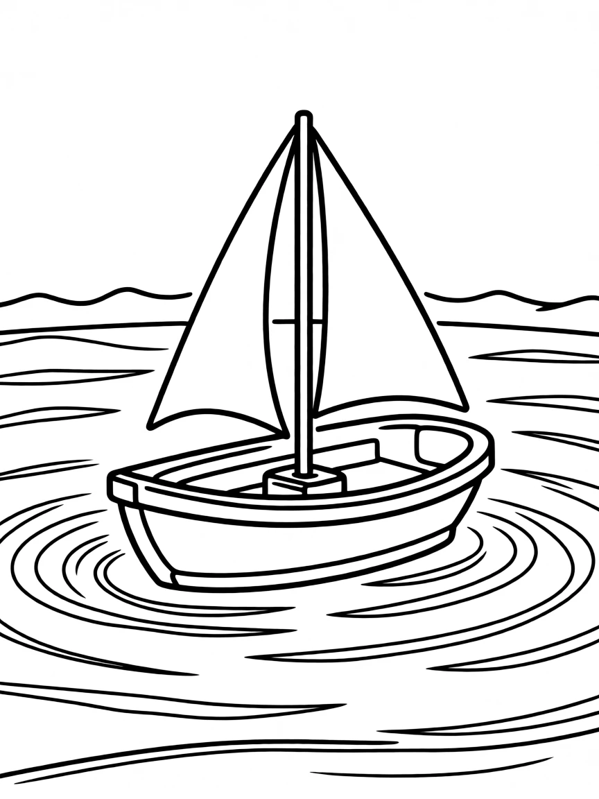 A toy boat floating in water.