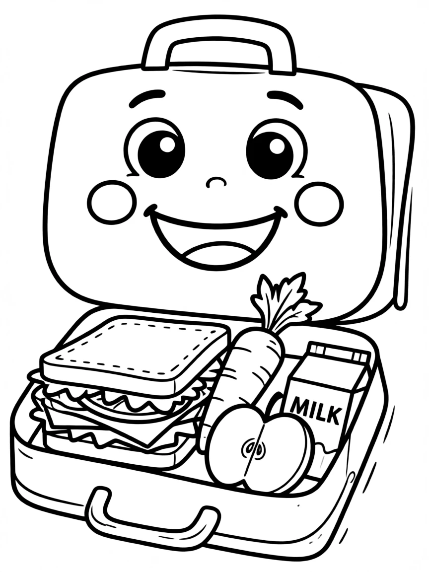 A happy lunchbox with healthy food inside.