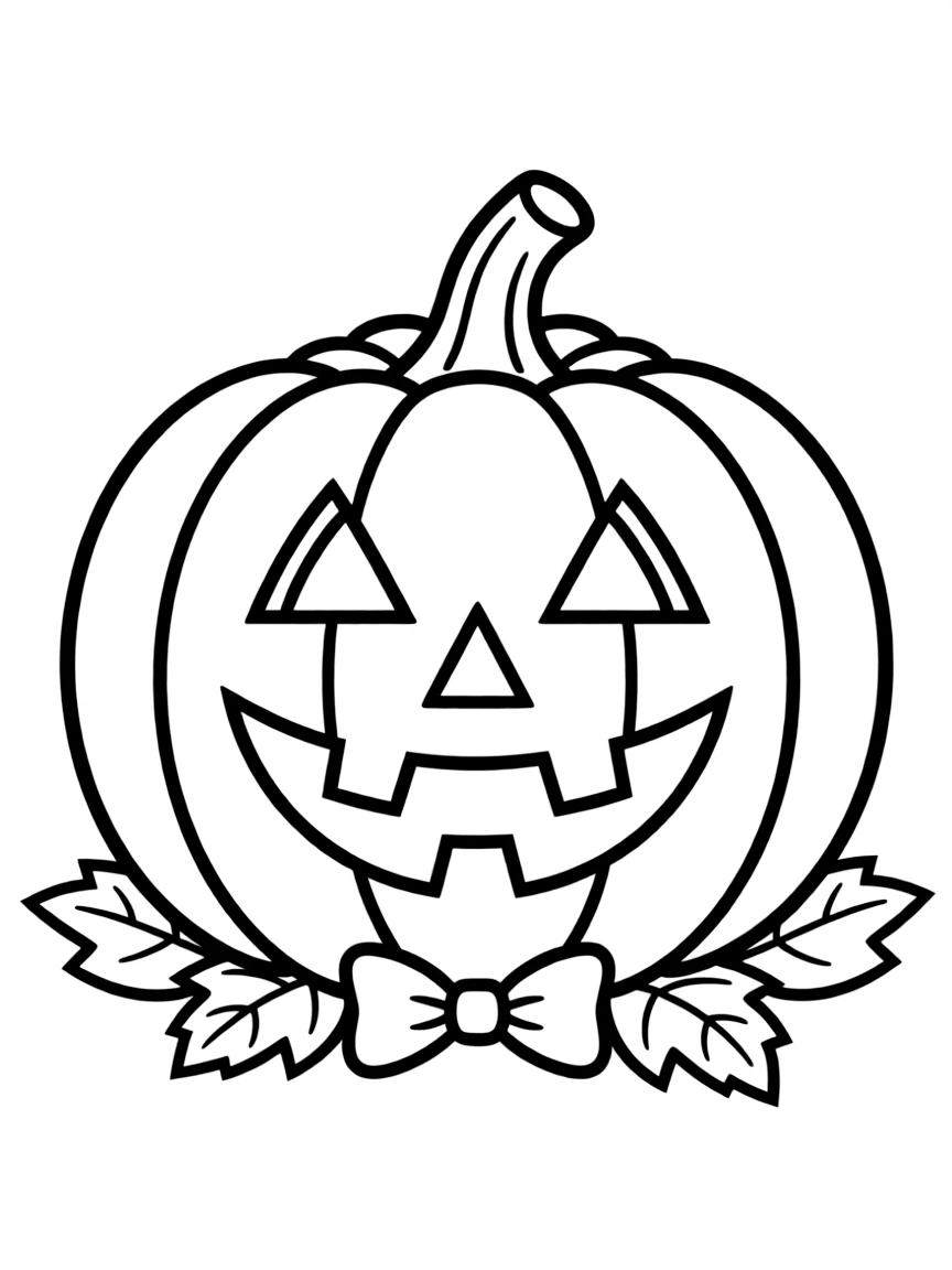 A happy pumpkin with a jack-o'-lantern face.