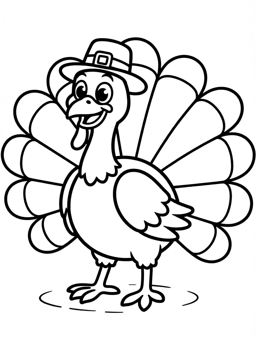 A happy turkey with big feathers.