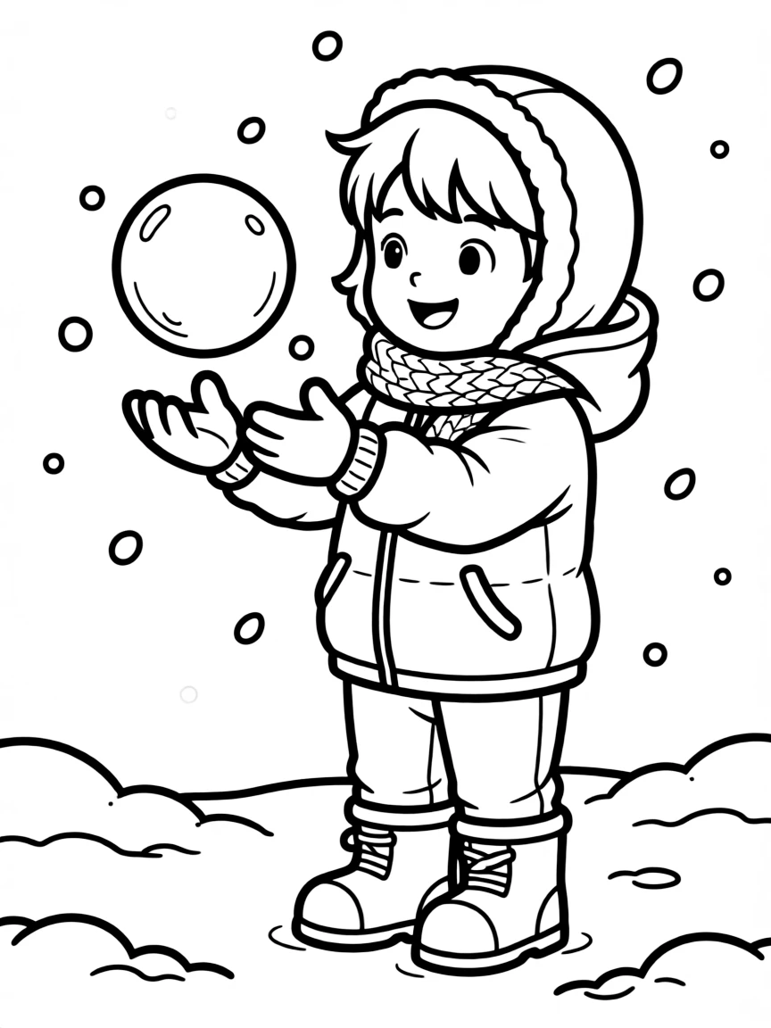 A child throwing a snowball gently.