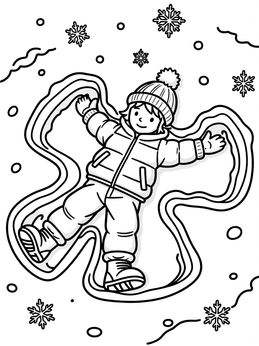 A child making a snow angel.