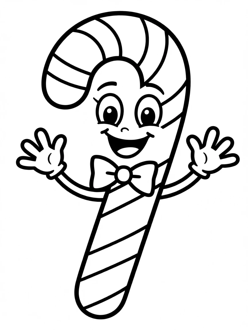 A happy candy cane with stripes.