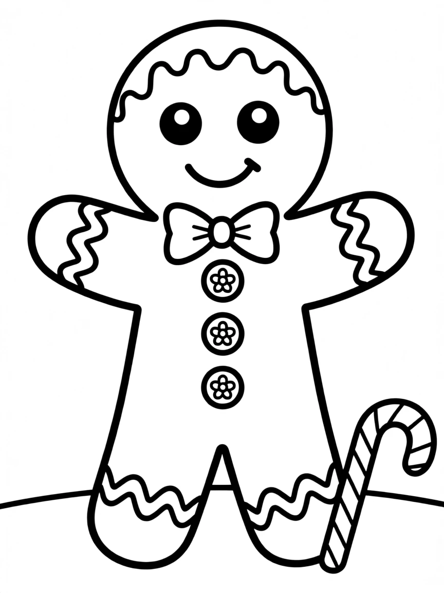 A gingerbread man with buttons for eyes.